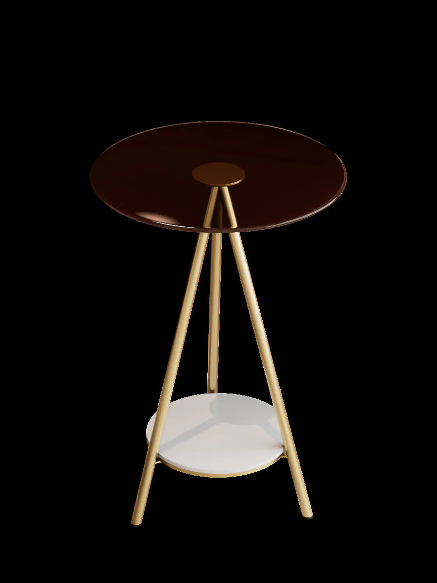 Minimalist Iron Side Table with Double Layer Glass