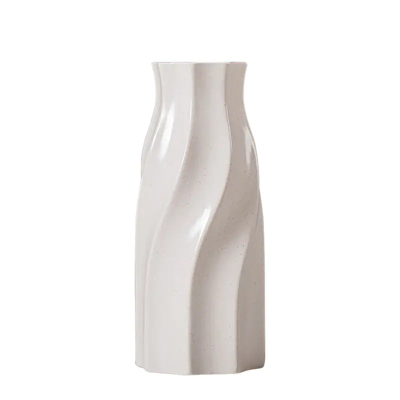 Sleek Modern Ceramic Flower Holder – Timeless White Décor Piece