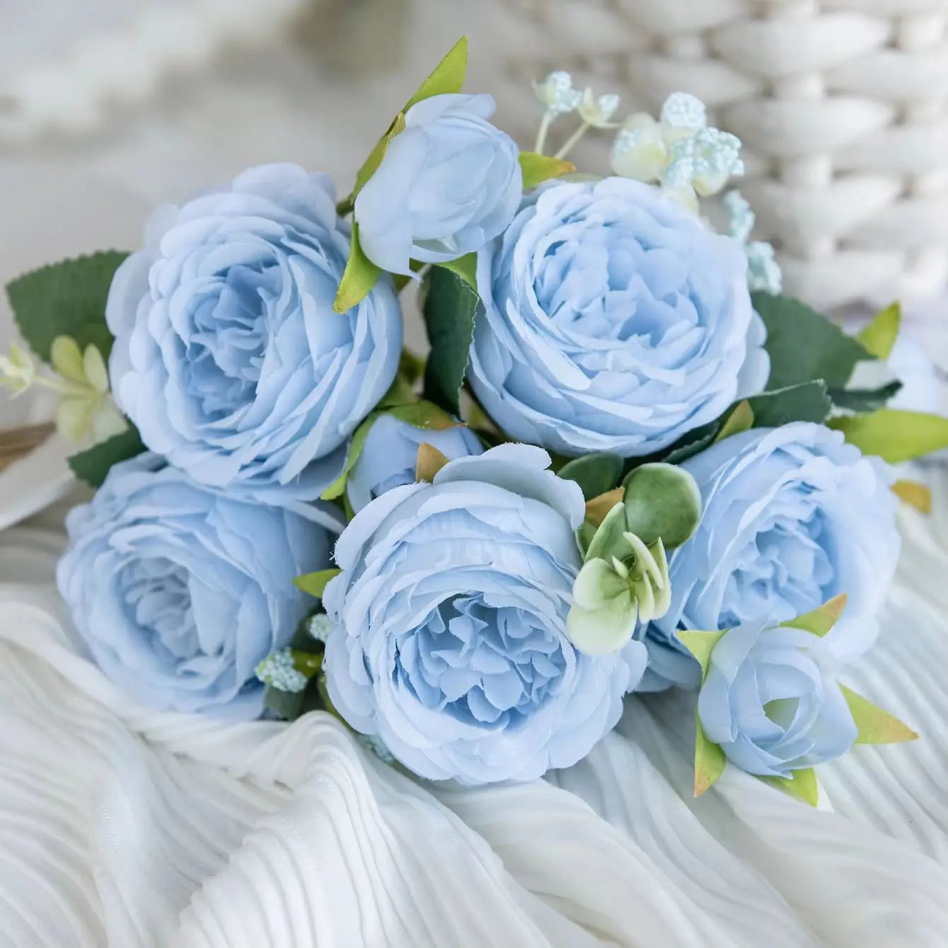 Artificial Flowers Fake Silk White Peonies Used for Home Room Vase Decoration Christmas Wreath Wedding Bouquet Party Accessories
