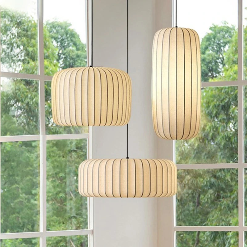 Contemporary Japanese Pendant Light – Nordic Wabi-Sabi Silk Fixture for Creative Interiors
