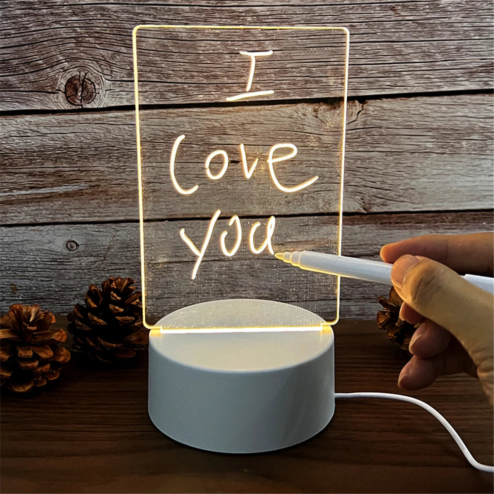 Creative LED Calendar Lamp – Transparent Acrylic Night Light with Erasable Notes