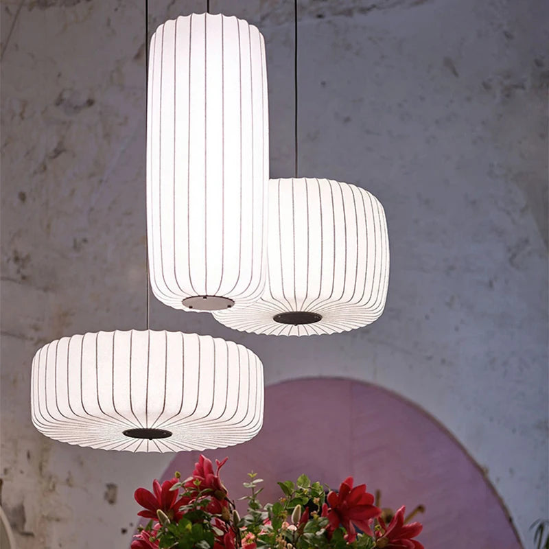Contemporary Japanese Pendant Light – Nordic Wabi-Sabi Silk Fixture for Creative Interiors