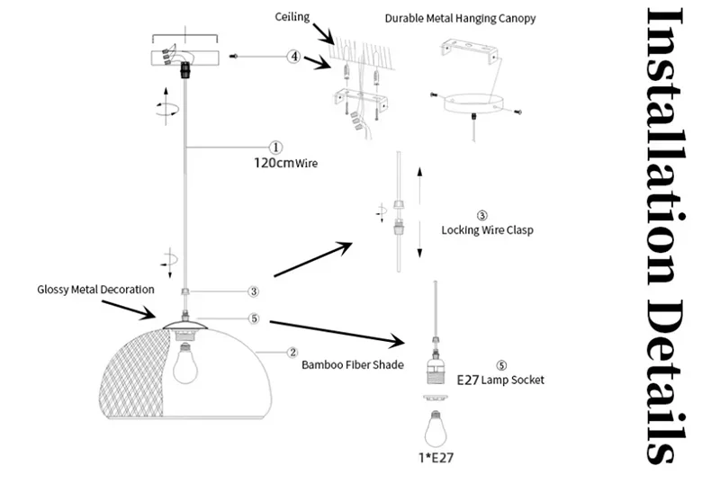 Bamboo Lantern 26cm Pendant Lamp Natural Rattan Wicker E27 LED Chandeliers Hand-Woven Lampshades Lighting Fixture Hanging Light