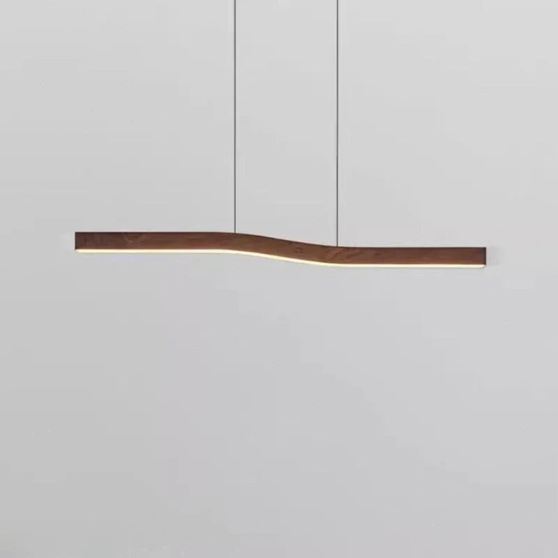 Creative Loft Pendant Light – Retro Camur Wooden Linear Lamp for Artistic Dining Spaces