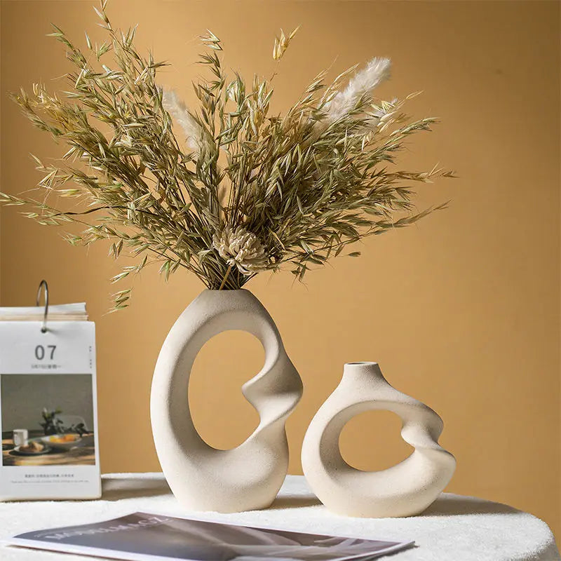 CAPIRON Ceramic Matte Vase Set of 2 for Pampas Grass Dried Flower Modern Nordic Accessories