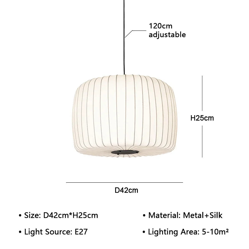 Contemporary Japanese Pendant Light – Nordic Wabi-Sabi Silk Fixture for Creative Interiors