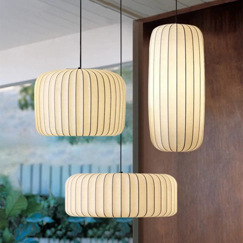 Contemporary Japanese Pendant Light – Nordic Wabi-Sabi Silk Fixture for Creative Interiors