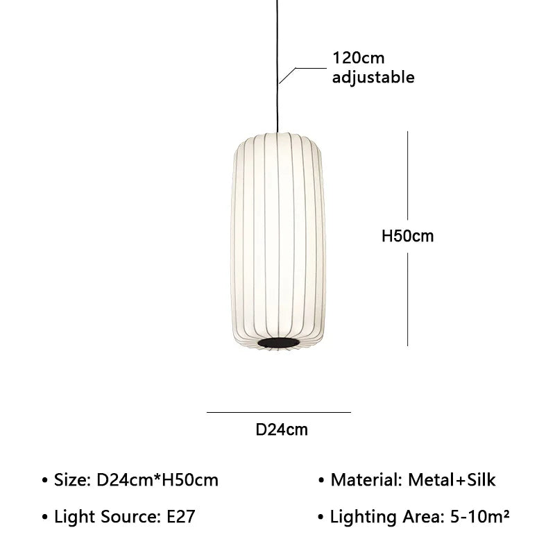 Contemporary Japanese Pendant Light – Nordic Wabi-Sabi Silk Fixture for Creative Interiors