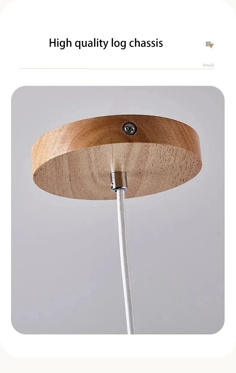 Elegant Retro Pendant Light – Modern Travertine & Walnut Tube Lamp for Bedside & Dining Décor