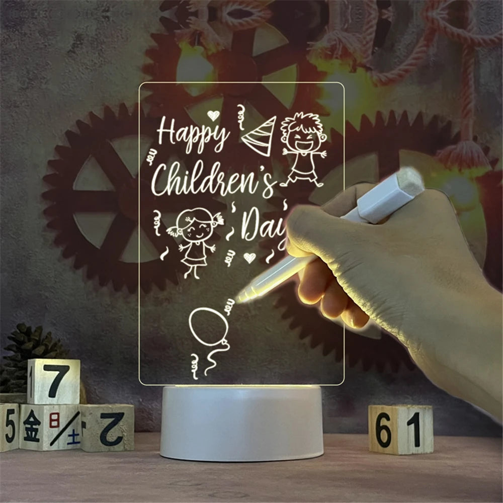 Creative LED Calendar Lamp – Transparent Acrylic Night Light with Erasable Notes