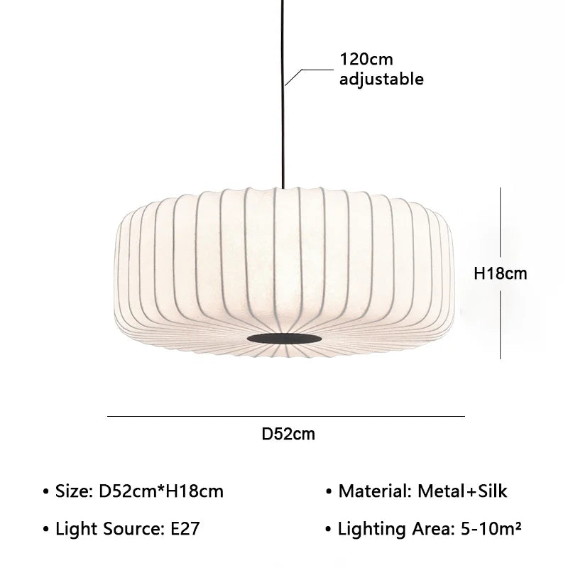 Contemporary Japanese Pendant Light – Nordic Wabi-Sabi Silk Fixture for Creative Interiors