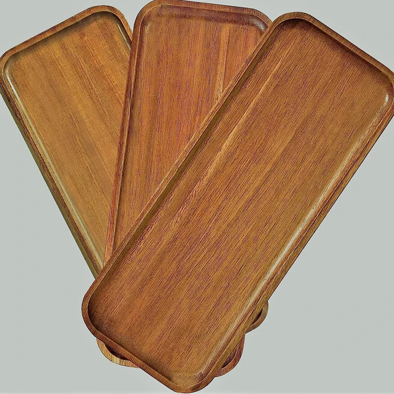 Artisan Solid Wood Food Tray – Minimalist Japanese Design for Fruit, Bread & Tea Service
