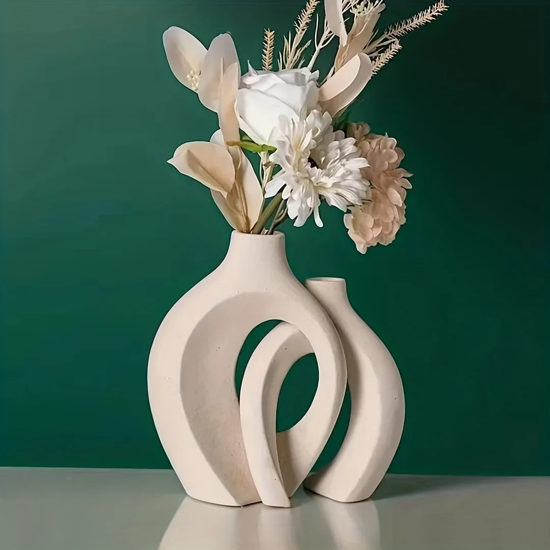 Modern Ceramic Vase Set of 2 for Modern Home Decor,