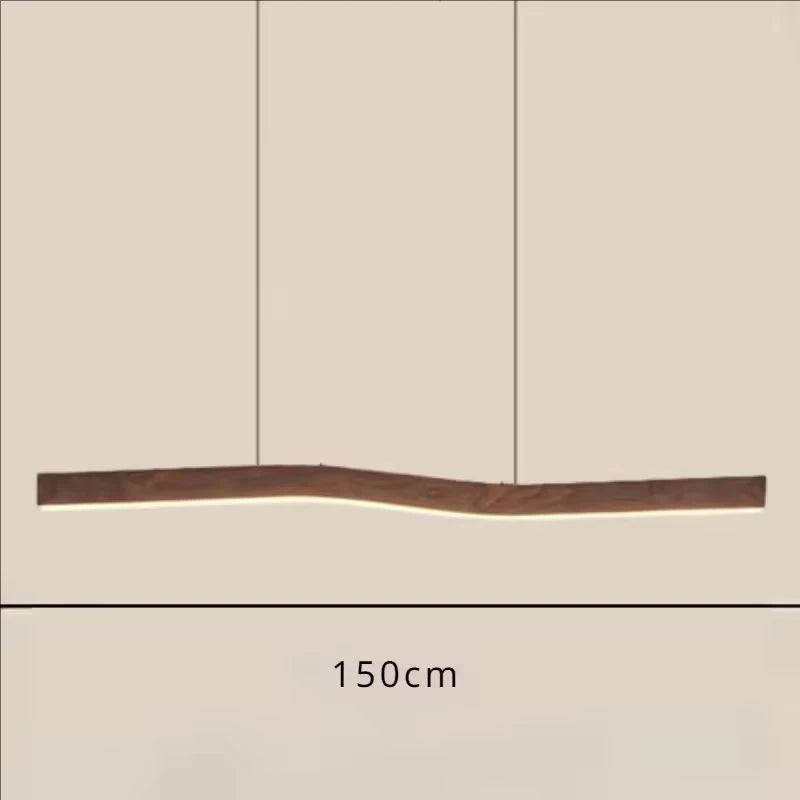 Creative Loft Pendant Light – Retro Camur Wooden Linear Lamp for Artistic Dining Spaces