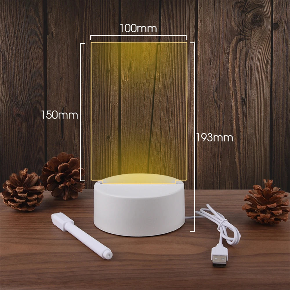 Creative LED Calendar Lamp – Transparent Acrylic Night Light with Erasable Notes