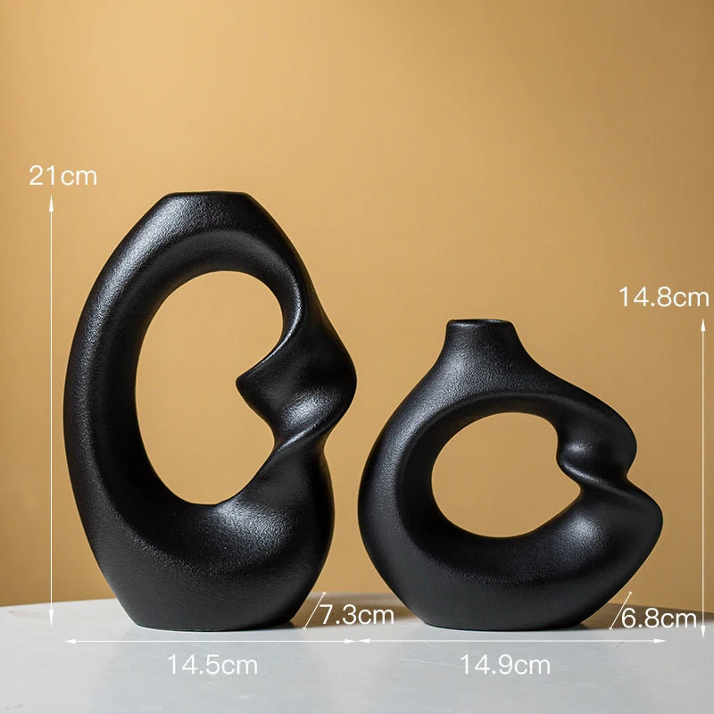 CAPIRON Ceramic Matte Vase Set of 2 for Pampas Grass Dried Flower Modern Nordic Accessories