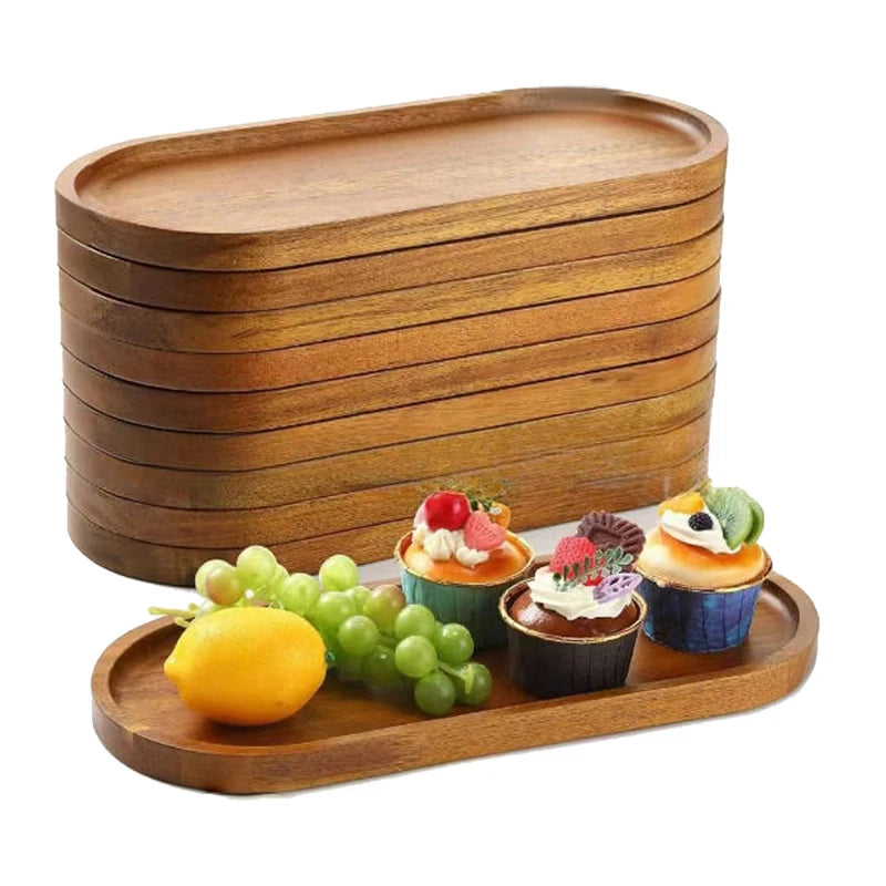 Artisan Solid Wood Food Tray – Minimalist Japanese Design for Fruit, Bread & Tea Service