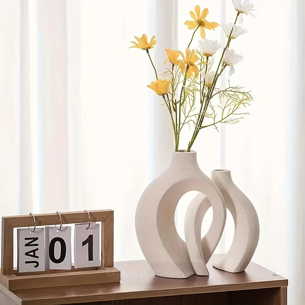 Modern Ceramic Vase Set of 2 for Modern Home Decor,