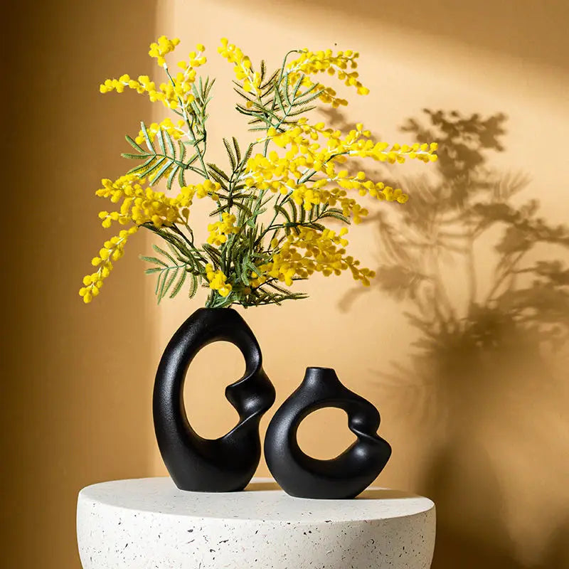 CAPIRON Ceramic Matte Vase Set of 2 for Pampas Grass Dried Flower Modern Nordic Accessories