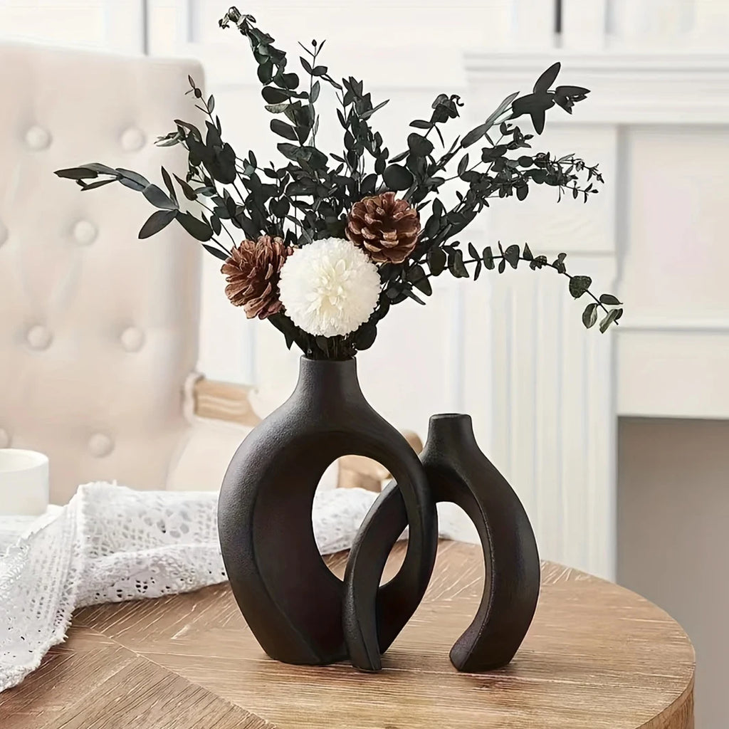 Modern Ceramic Vase Set of 2 for Modern Home Decor,