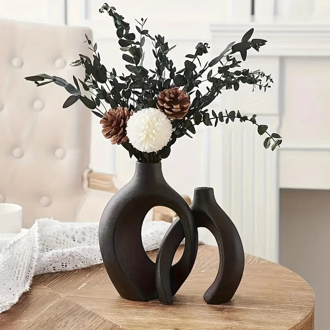 Modern Ceramic Vase Set of 2 for Modern Home Decor,