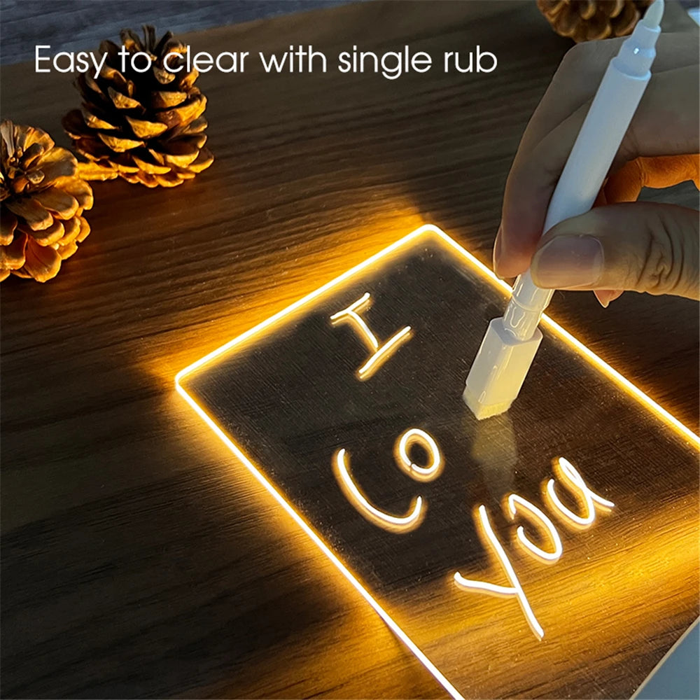 Creative LED Calendar Lamp – Transparent Acrylic Night Light with Erasable Notes