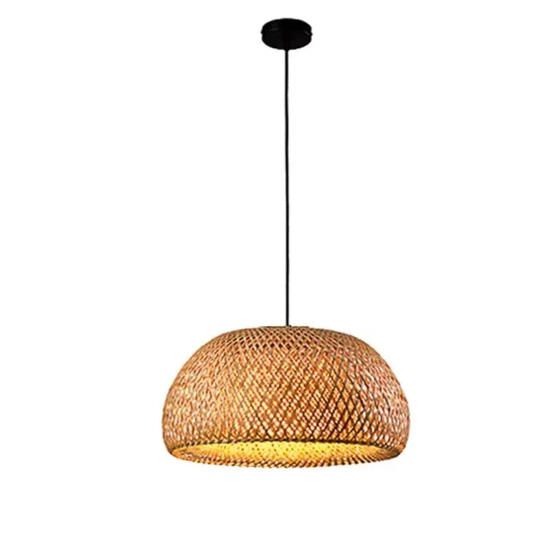 Bamboo Lantern 26cm Pendant Lamp Natural Rattan Wicker E27 LED Chandeliers Hand-Woven Lampshades Lighting Fixture Hanging Light