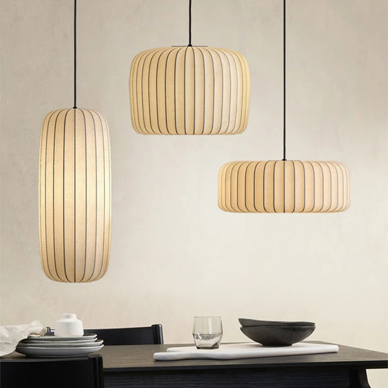 Contemporary Japanese Pendant Light – Nordic Wabi-Sabi Silk Fixture for Creative Interiors