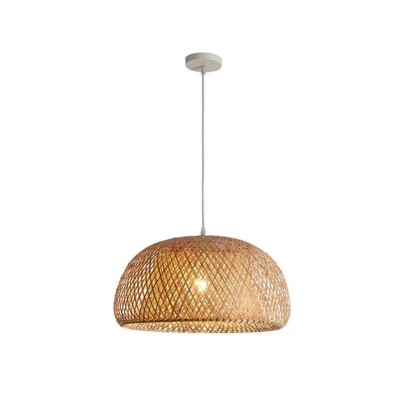 Bamboo Lantern 26cm Pendant Lamp Natural Rattan Wicker E27 LED Chandeliers Hand-Woven Lampshades Lighting Fixture Hanging Light