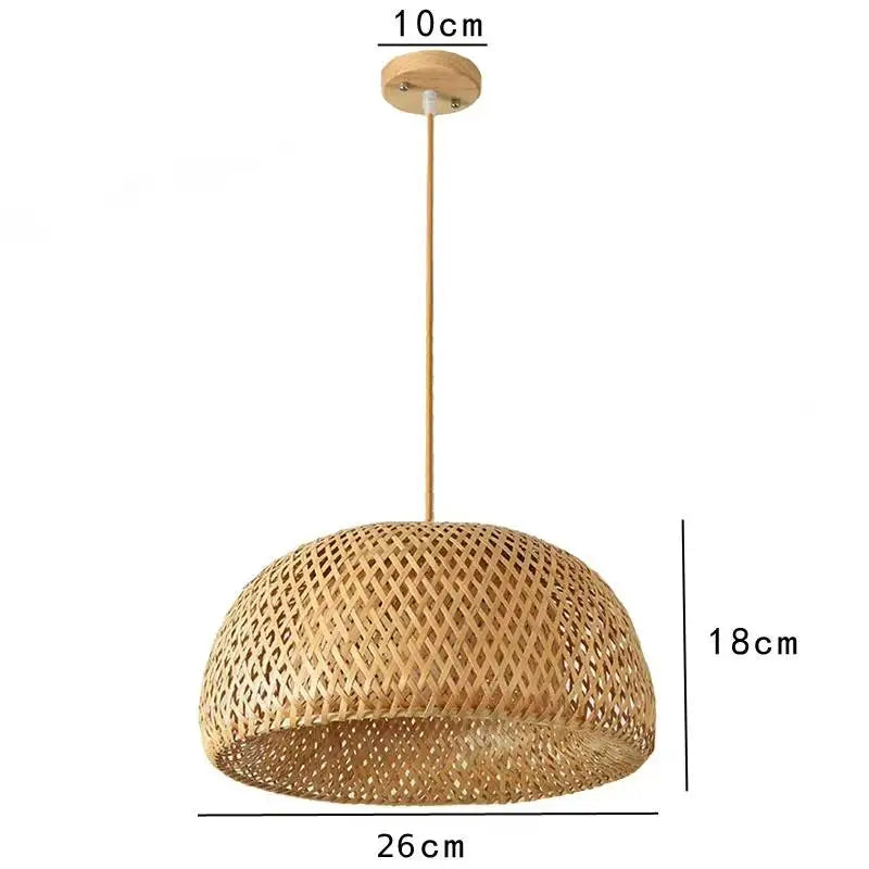 Bamboo Lantern 26cm Pendant Lamp Natural Rattan Wicker E27 LED Chandeliers Hand-Woven Lampshades Lighting Fixture Hanging Light