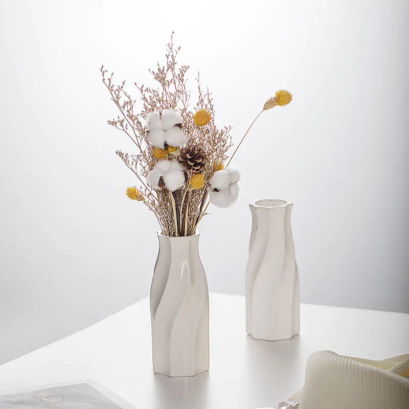 Modern Minimalist White Ceramic Flower Vase for Decor