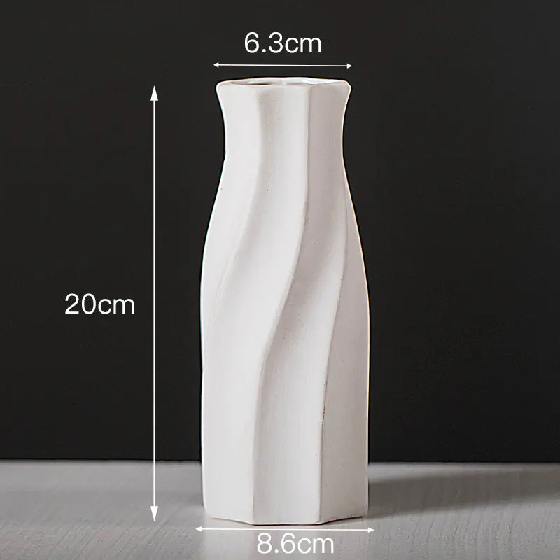 Sleek Modern Ceramic Flower Holder – Timeless White Décor Piece
